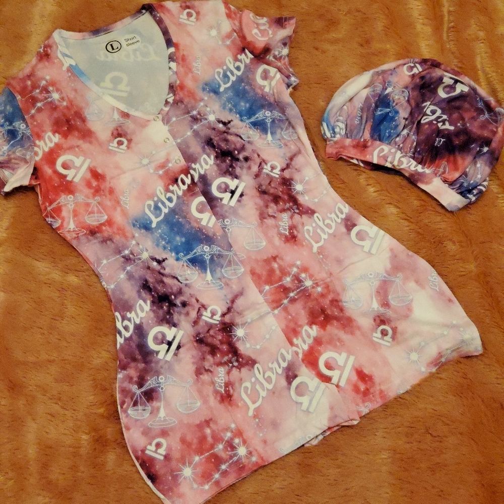 Zodiac (Libra) adult onesie with matching bonnet